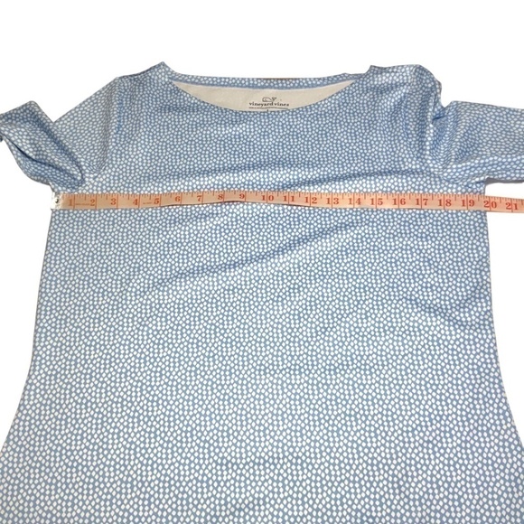 VINYARD VINES Poly Spandex Jersey Knit Pop Over 3/4 Sleeve Crew Neck Mini Dress - Picture 5 of 8